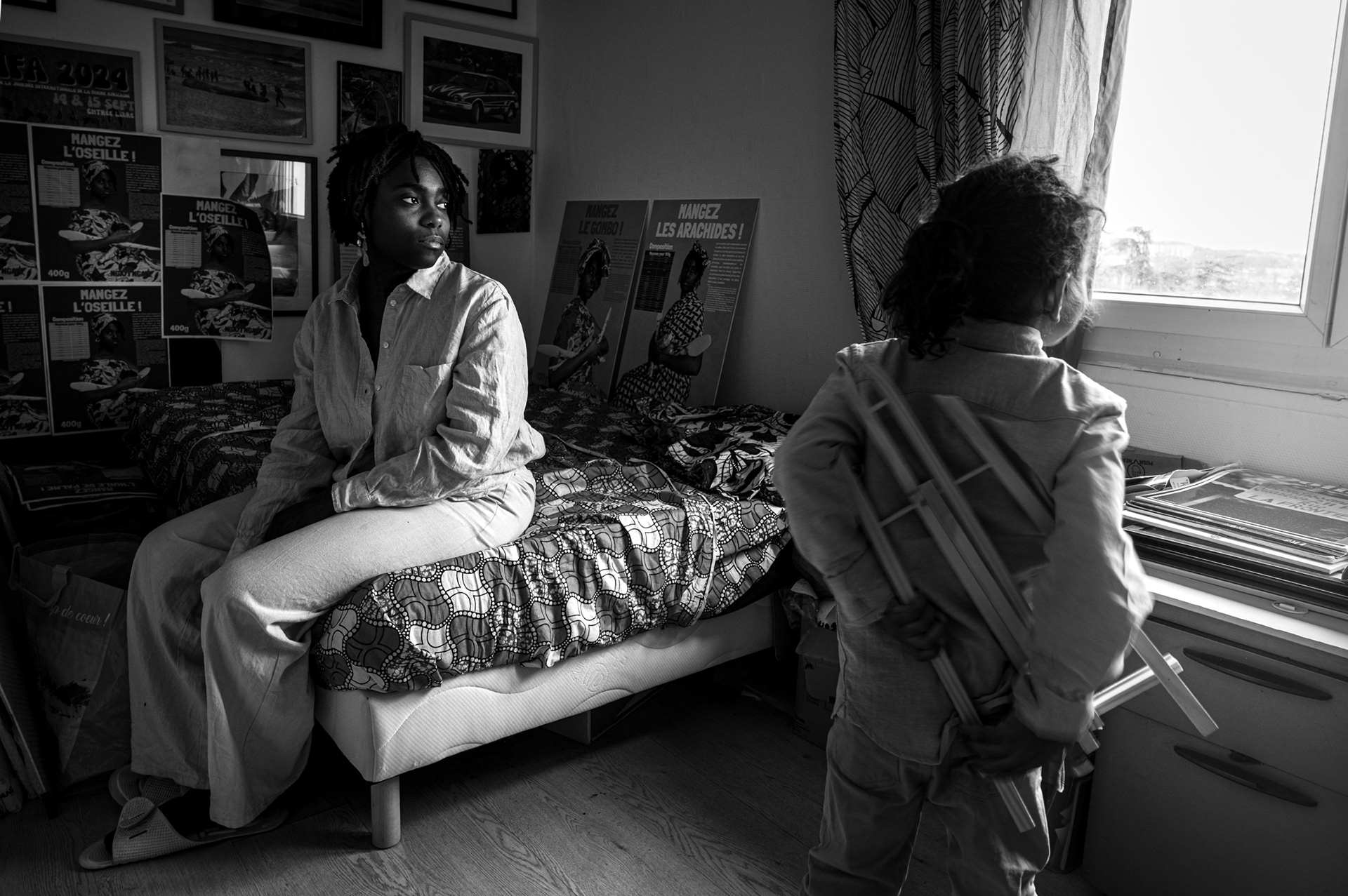 Northern suburbs of Paris, Krissima’s home. March 12, 2026  Krissima spends time with her son in her studio.