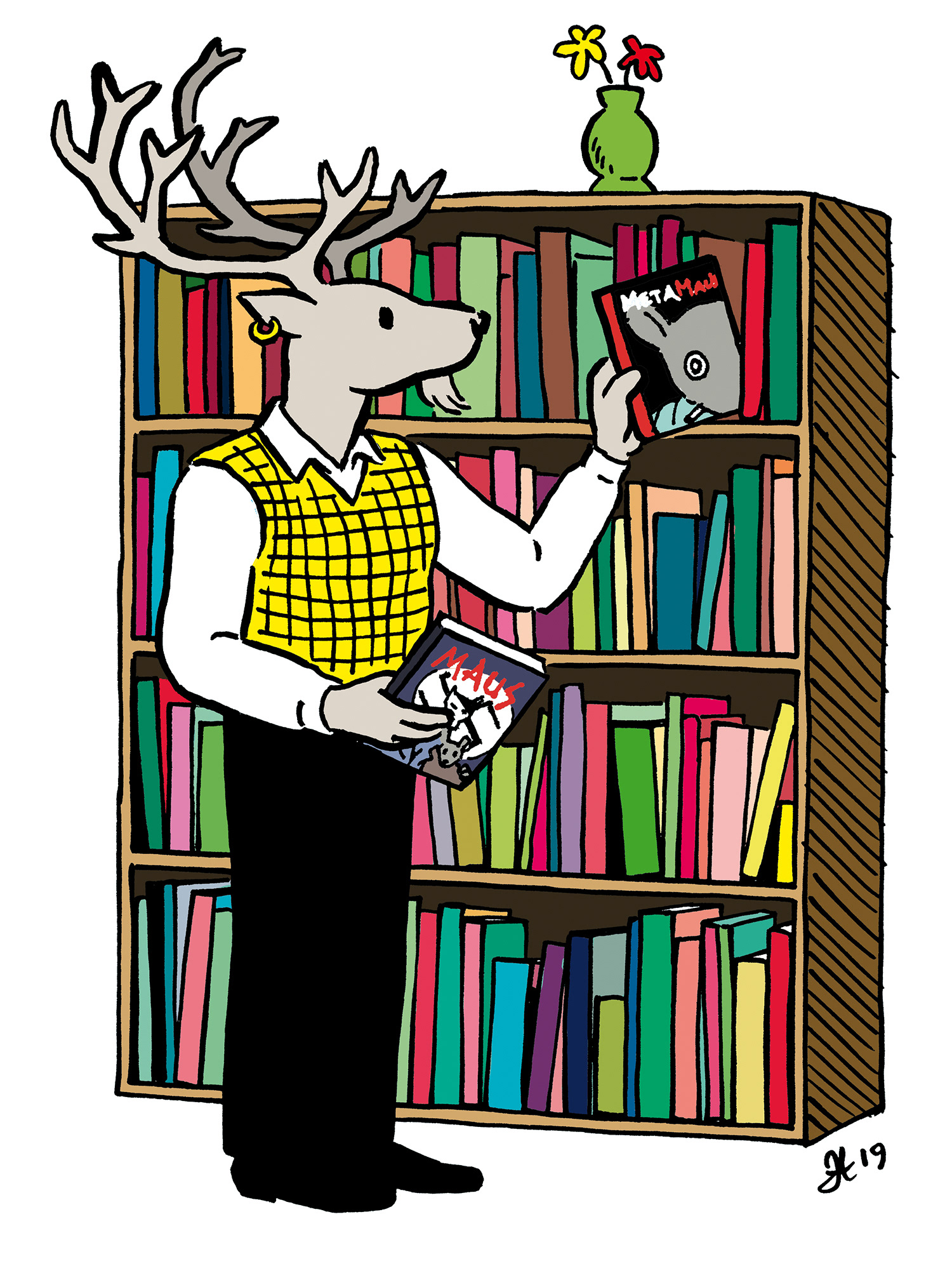 Illustration for Bild & Bubbla 220, drawn in the style of Art Spiegelman.