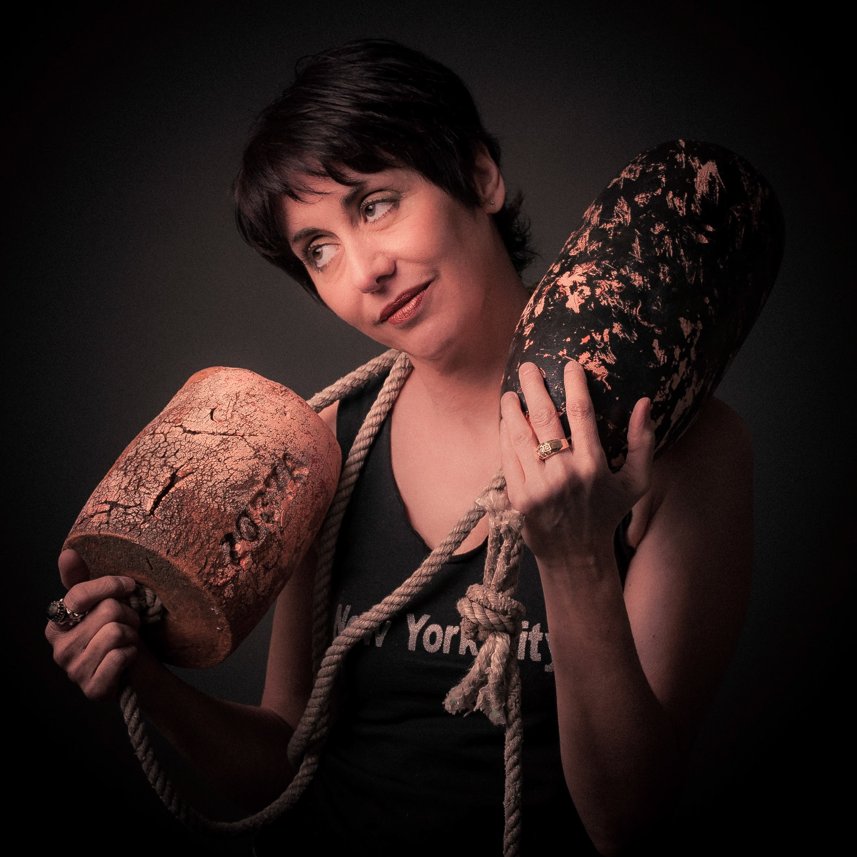 Part of a new portfolio series abstracting artists' vision and work iconically. Painter JoanLee Stassi. Her work has always had a hint of water somewhere, but for the past decade her biggest inspirational motif has been the sea.