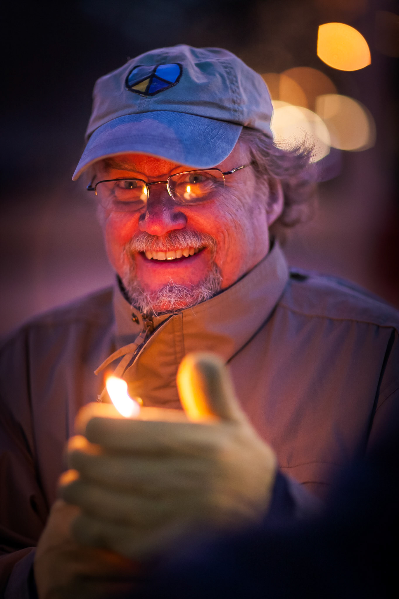 Stan Campbell, activist, and founder of Rockford Peace & Justice, during a candlelight vigil to help end the Iraq War.