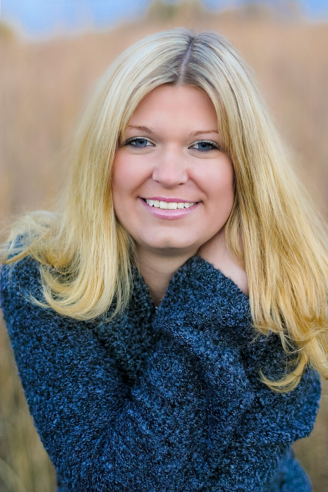 Blonde Senior Photo At Dusk