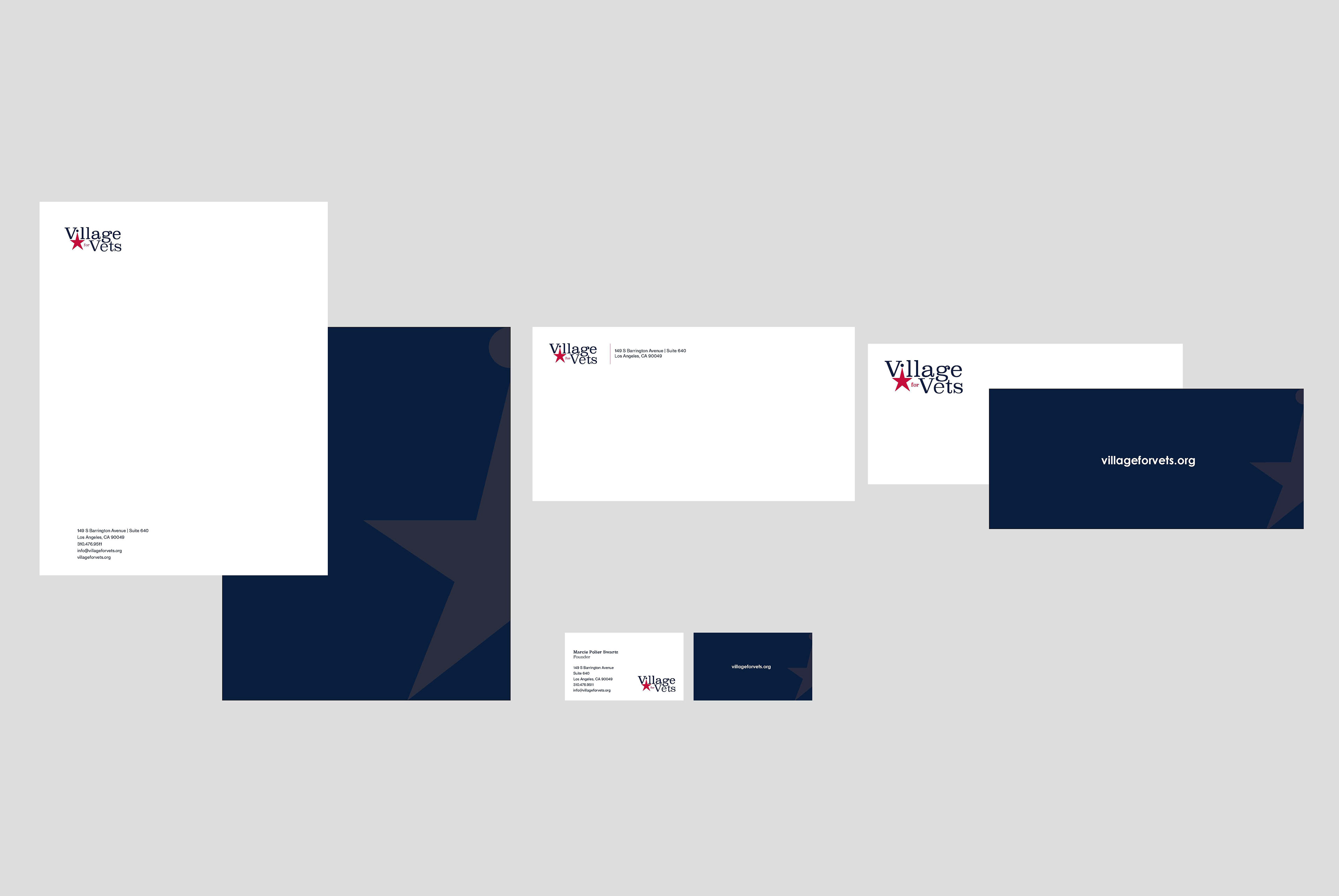 Letterhead front + back, envelope, business card front + back, buck slip front + back