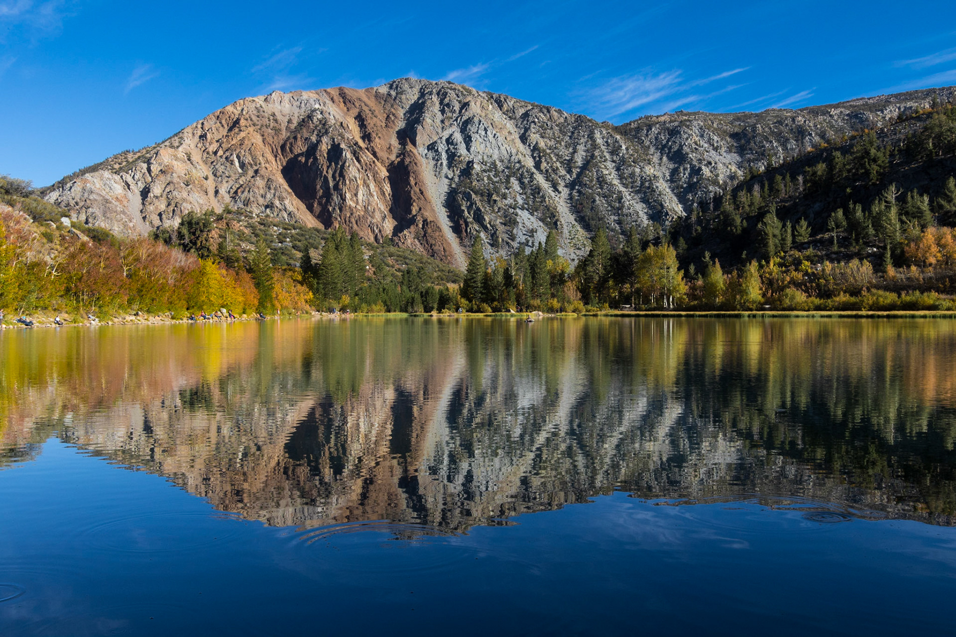 Mountain Reflection in North Lake with Fall Color.  Eastern Sierra's near Bishop, CA (2016)