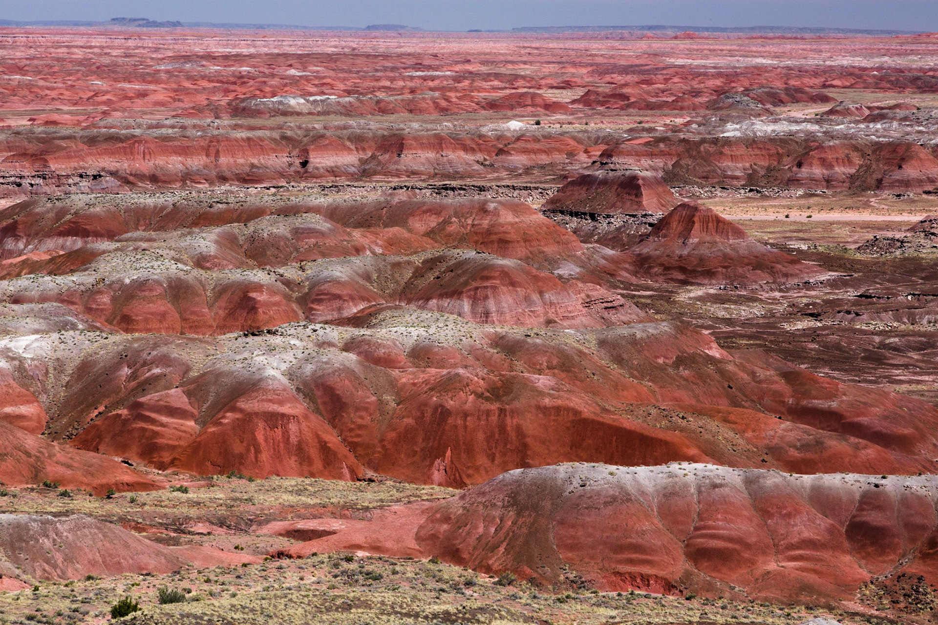 This is a section of the Painted Desert from the Kochina Point overlook at the North end of the Painted Desert - Petrified Forest National Park in Arizona.