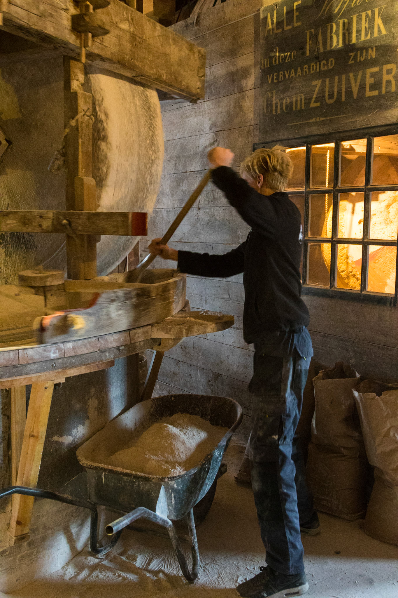 One of several windmills in the Zaanse Schans area of the Netherlands near Amsterdam.  This one is a paintmill (2018)