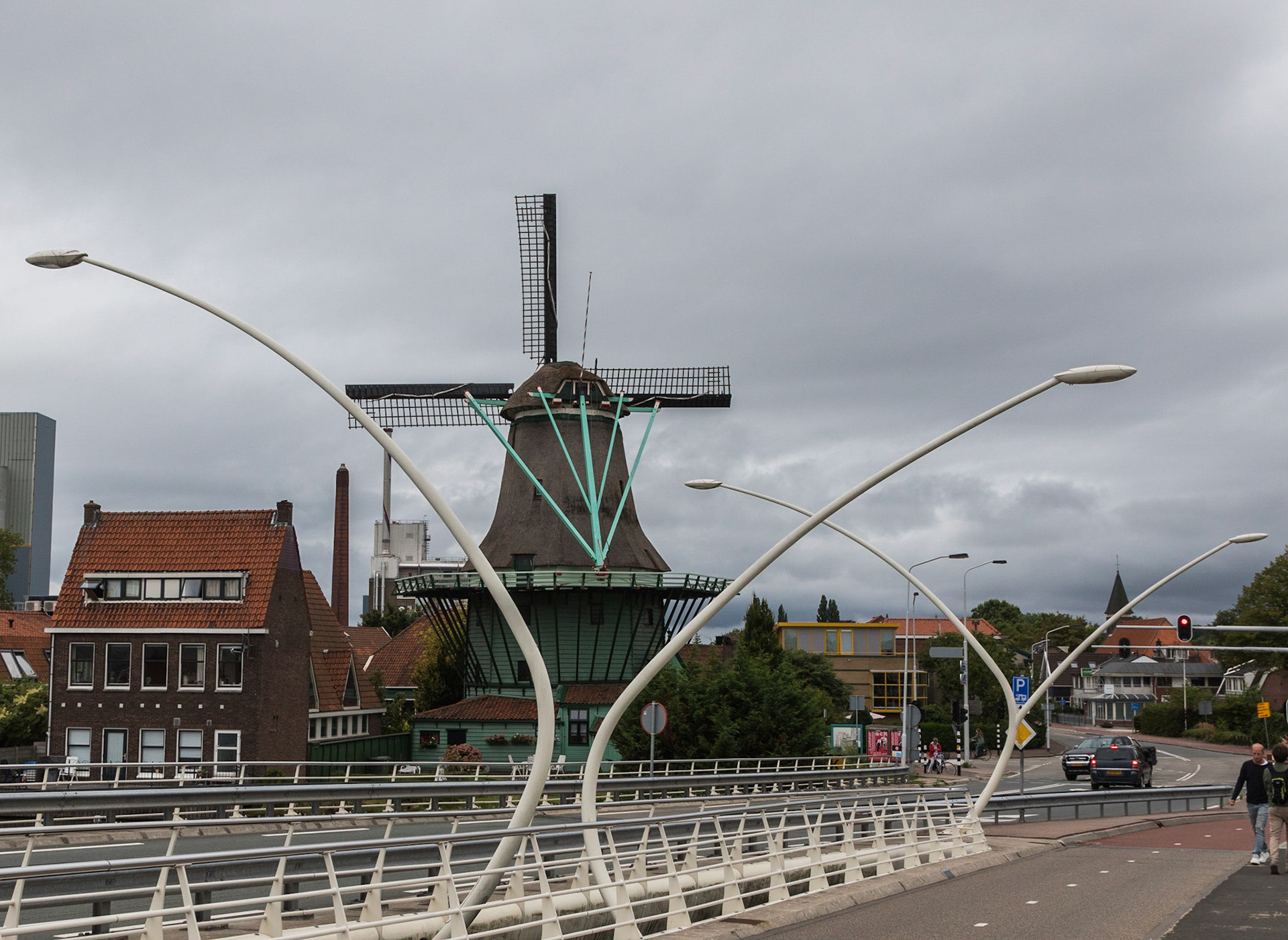 Windmill from bridge over the Zaan.  Zaandijk, Netherlands (2018)