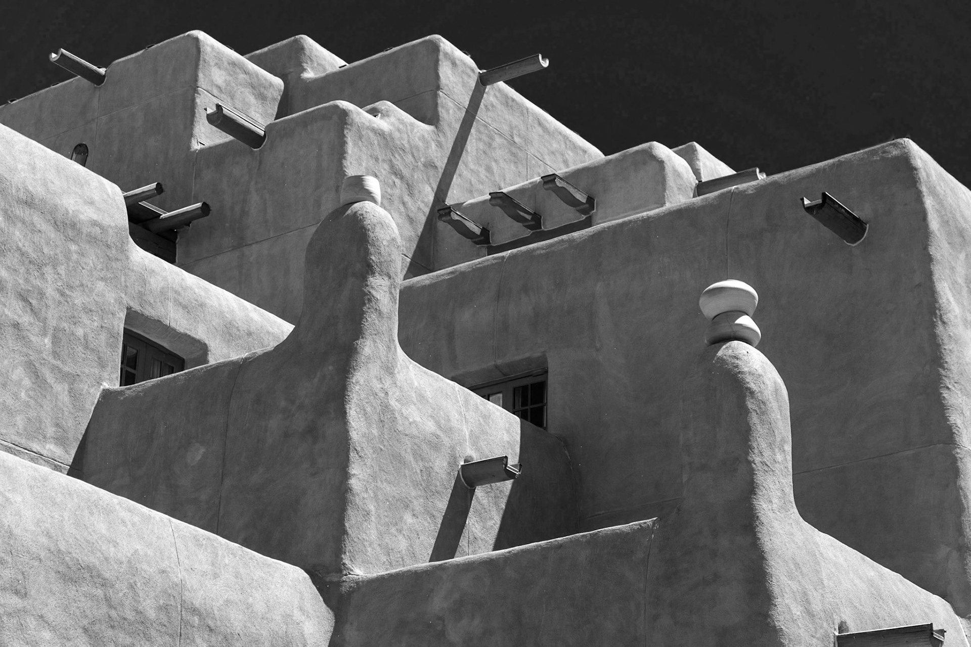 Southwest Pueblo architecture of the Inn at Loretto in Santa Fe, NM