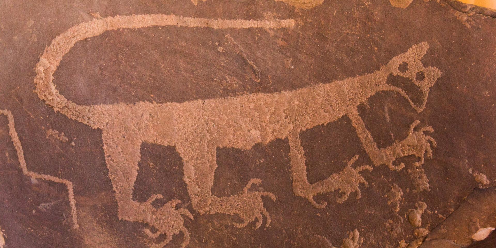 Petroglyph inside Painted Desert Inn, Painted Desert - Petrified Forest National Park, Arizona, USA (3/2020)