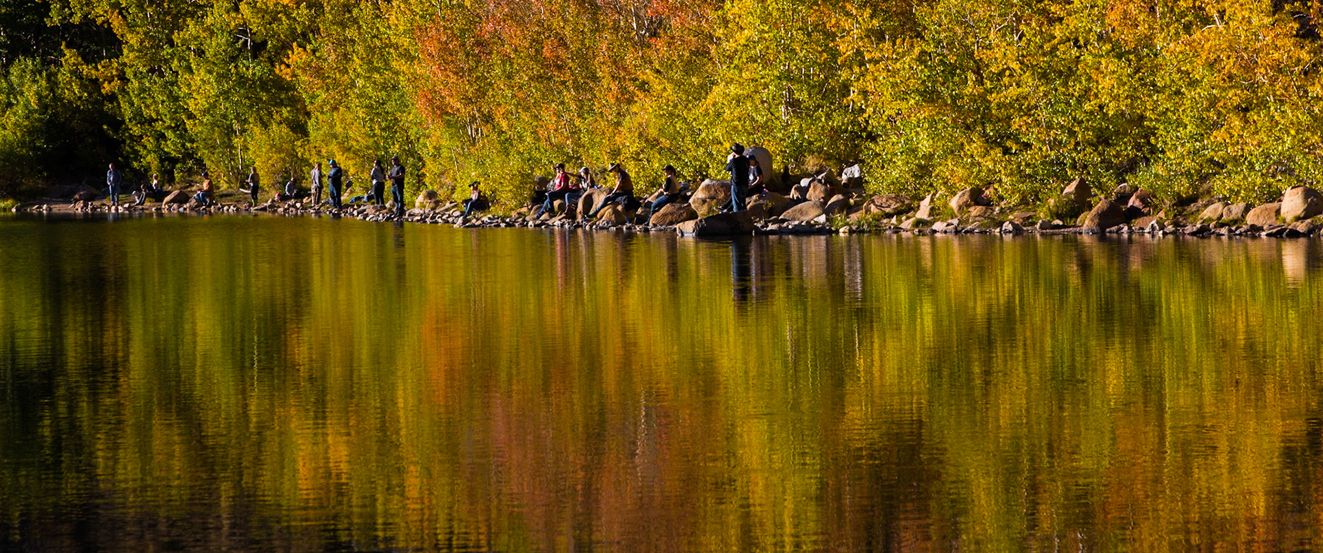 Fishermen at North Lake with fall color.  Eastern Sierra's near Bishop, CA (2016)