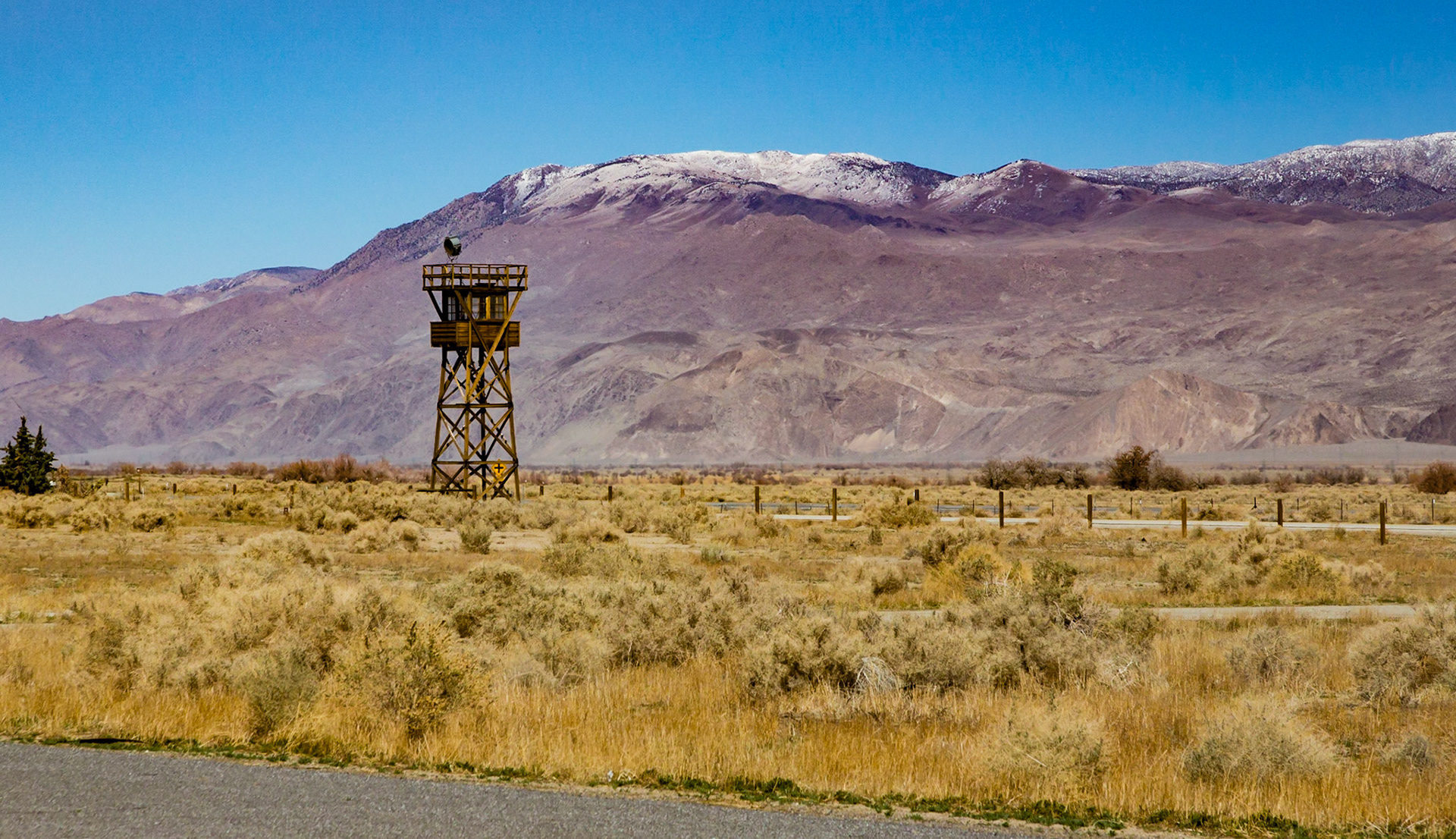 Watchtower reconstruciton, Manzanar Detention Center used for Japaneese during WWII.  Near Lone Pine, California (3/2020)