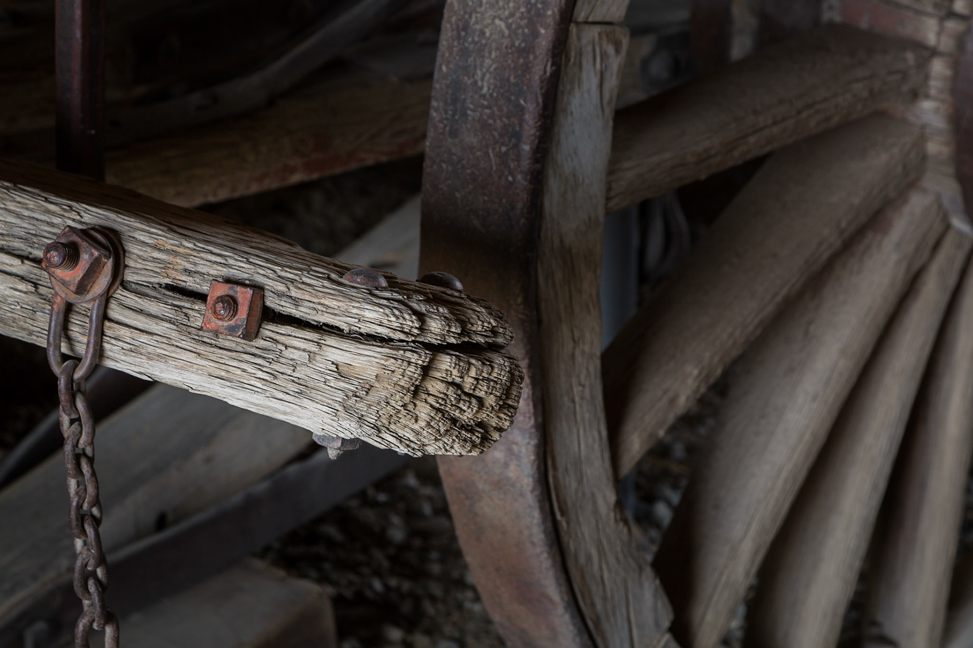 Wagon pull bar and wheel, Bodie Ghost Town, CA (2016)