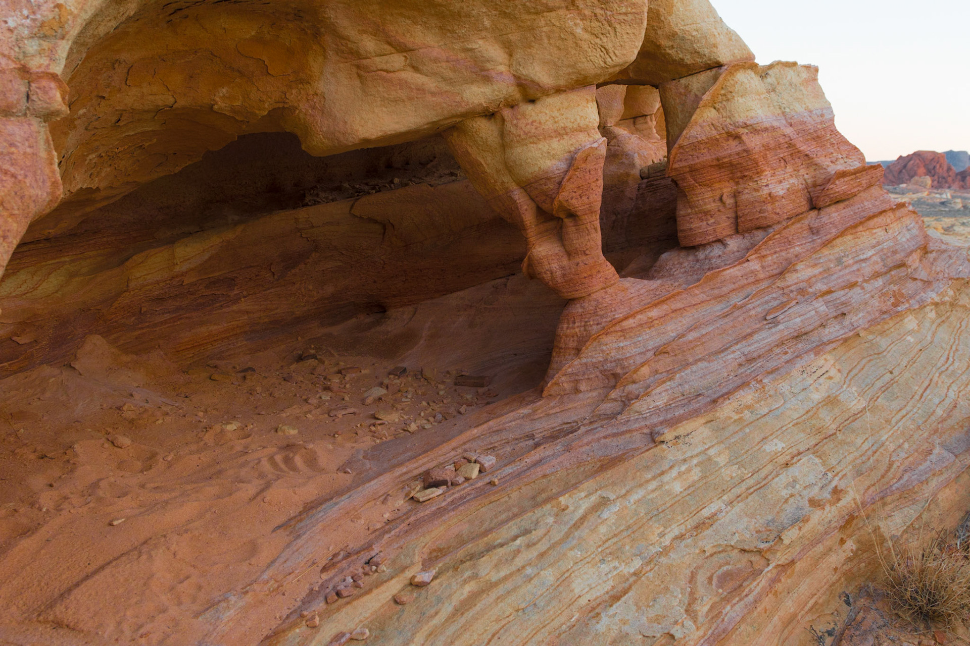 Valley of fire State Park, NV.  Cave and column, off trail from Parking Area #2