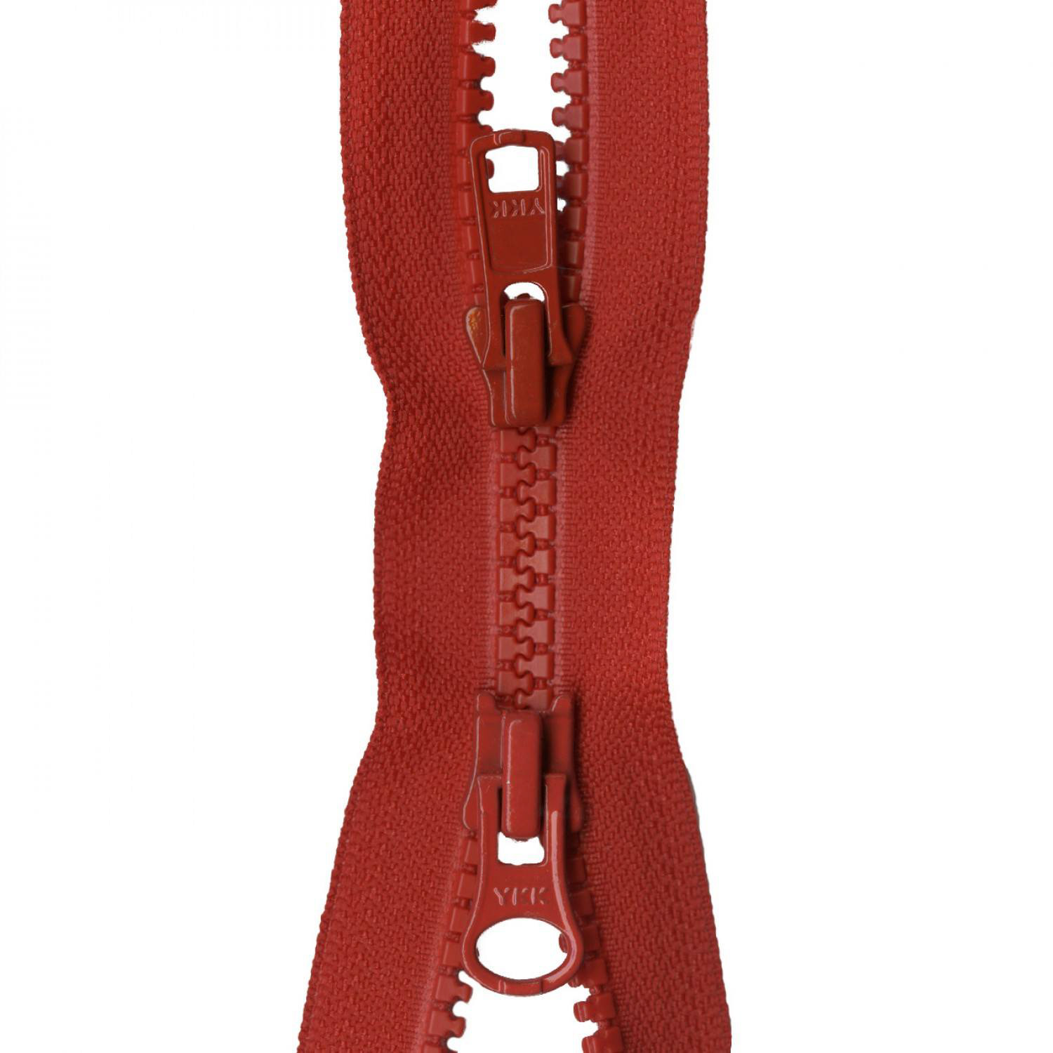 TWO WAY RED TWILL METAL ZIPPER