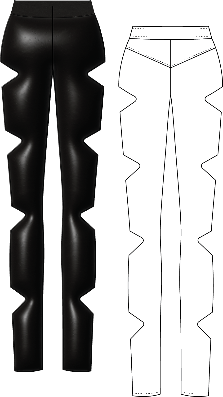 FAUX STRETCH LEATHER SKINNY PANT WITH CUTOUTS