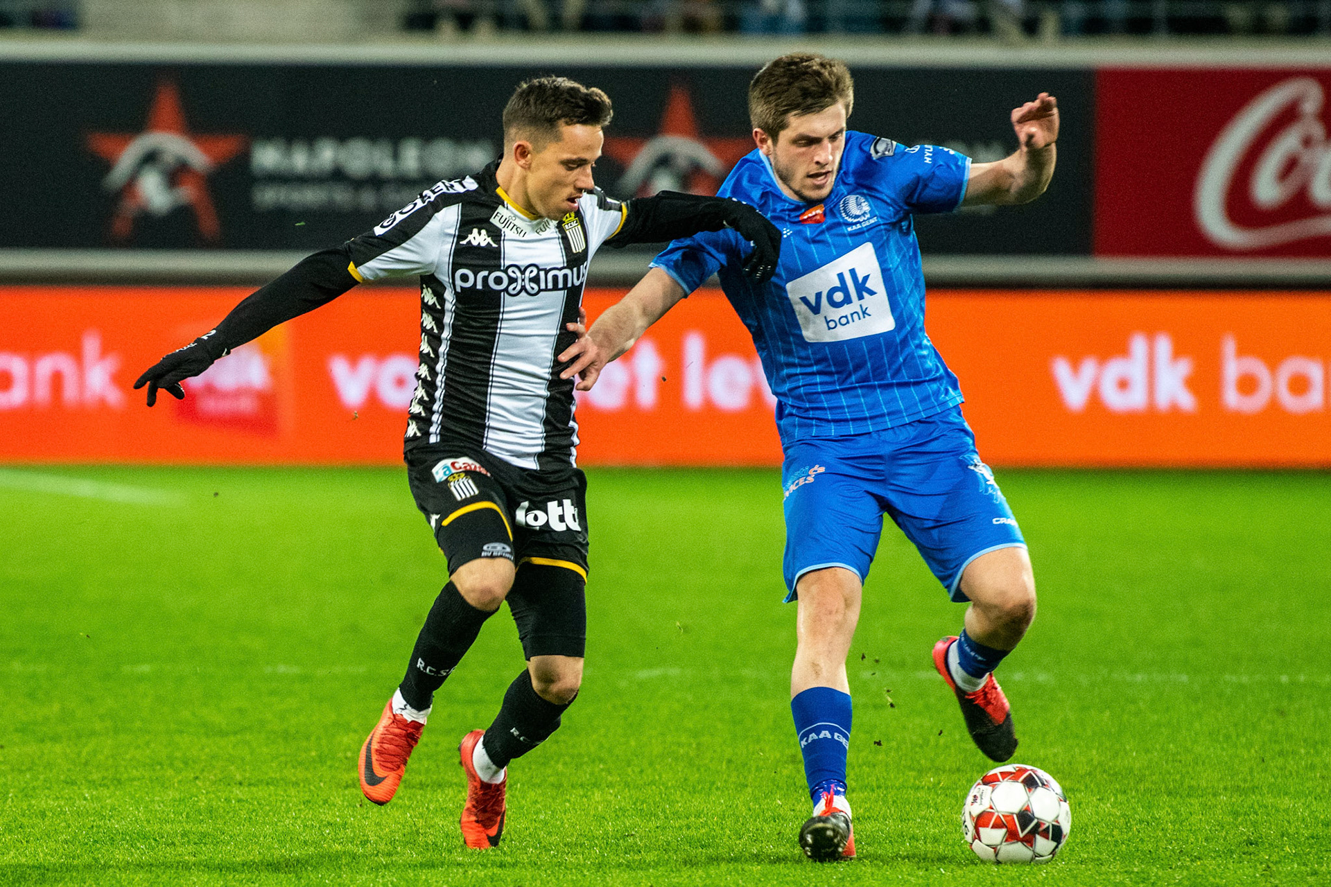 %items a soccer match between KAA Gent and Sporting Charleroi, %datetext in Gent, on day 29 of the 'Jupiler Pro League' Belgian soccer championship season 2019-2020. BELGA PHOTO %photographer