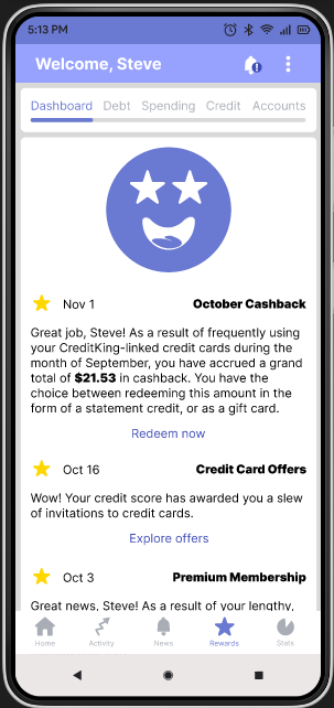 Rewards Screen - Smartphone