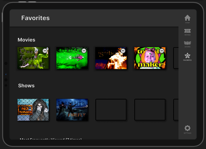 Favorites Screen - Tablet