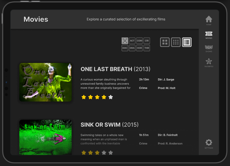 Movies 3 Screen - Tablet