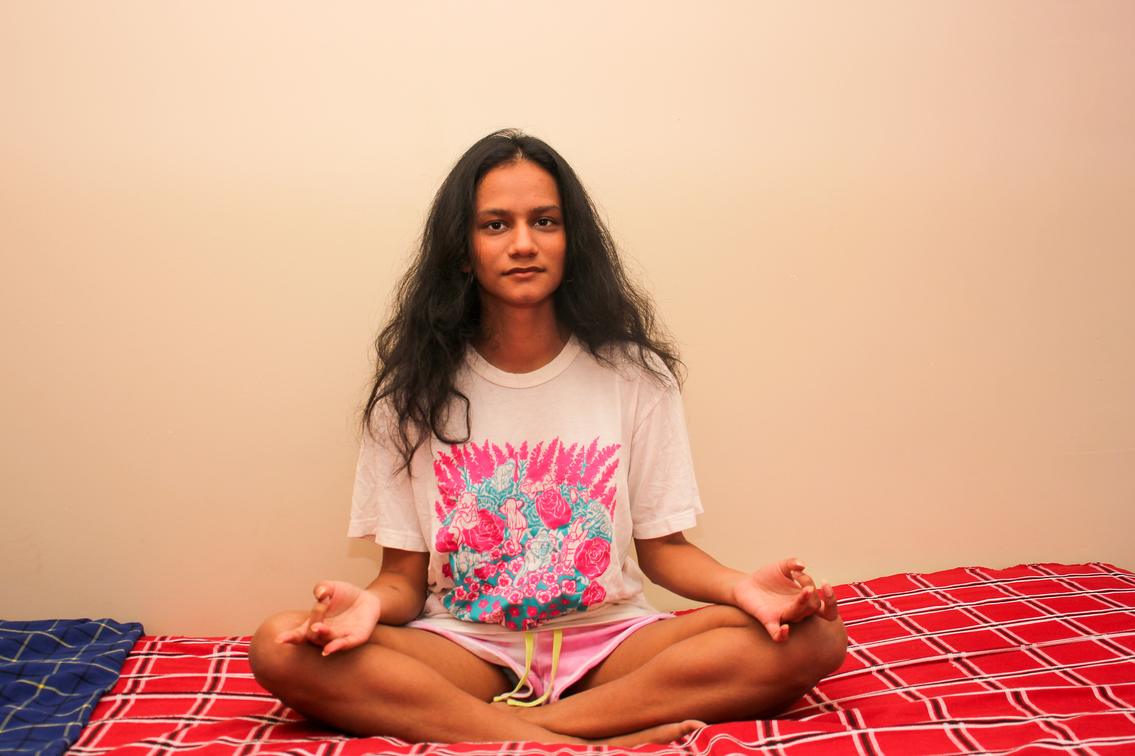 Poorni doing yoga. A photo by Gur Sodhi