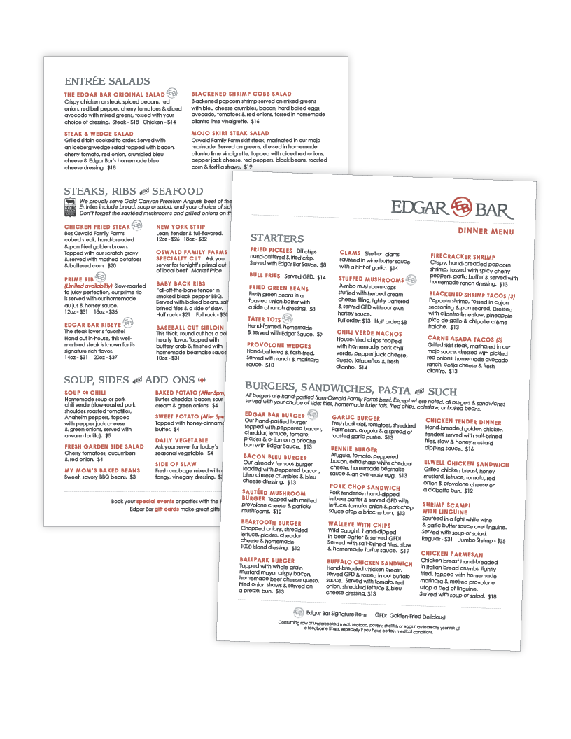 restaurant menu