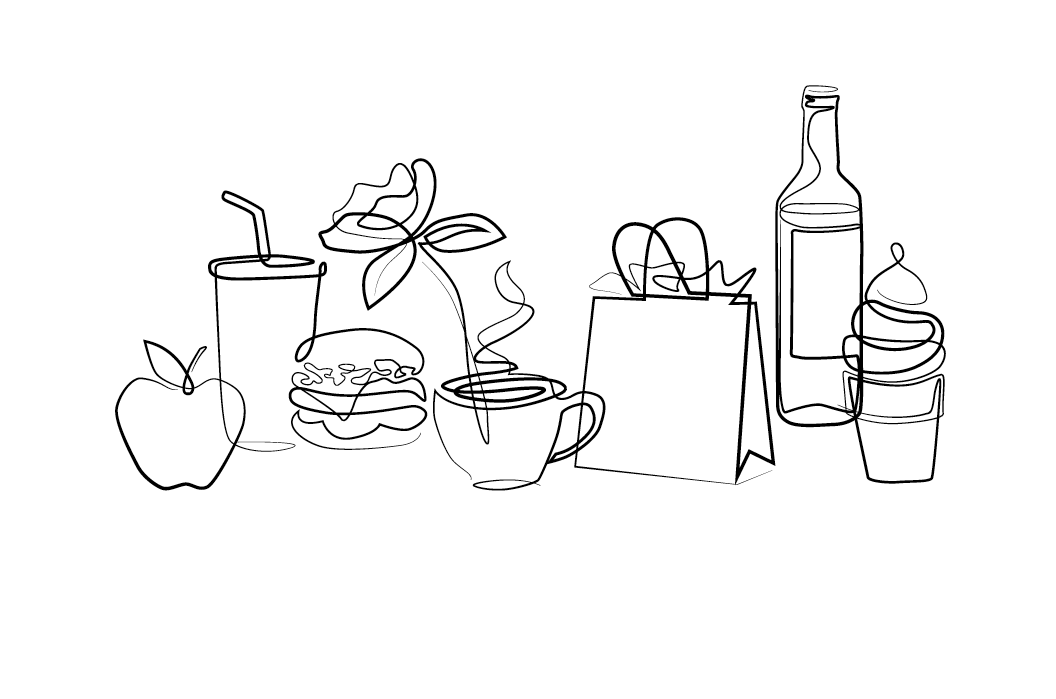 continuous line graphics for neighborhood market sign
