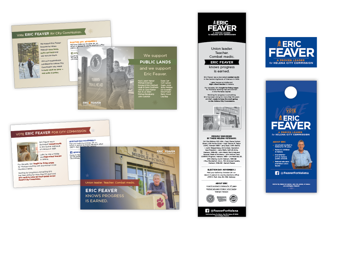 campaign // direct mail + newspaper ad + door-hanger + logo