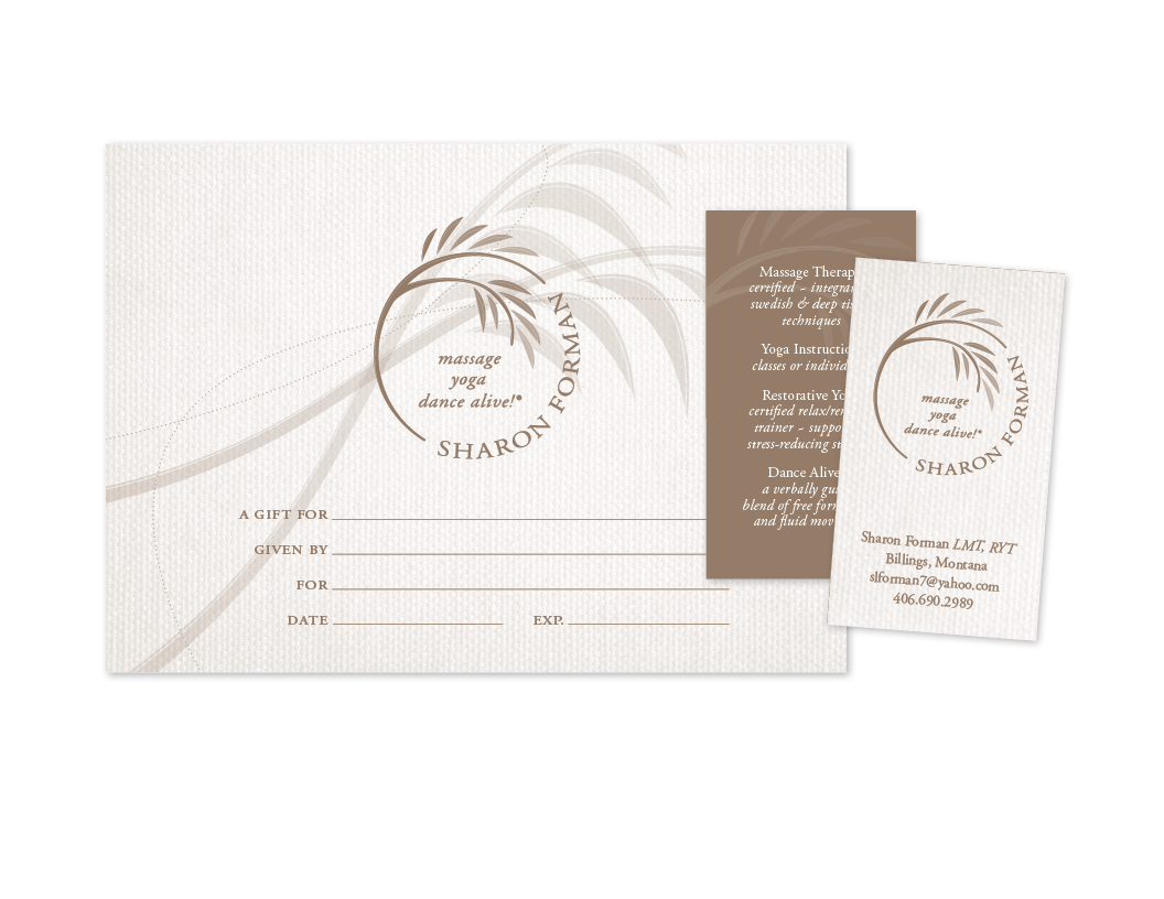 gift certificate + business card + logo