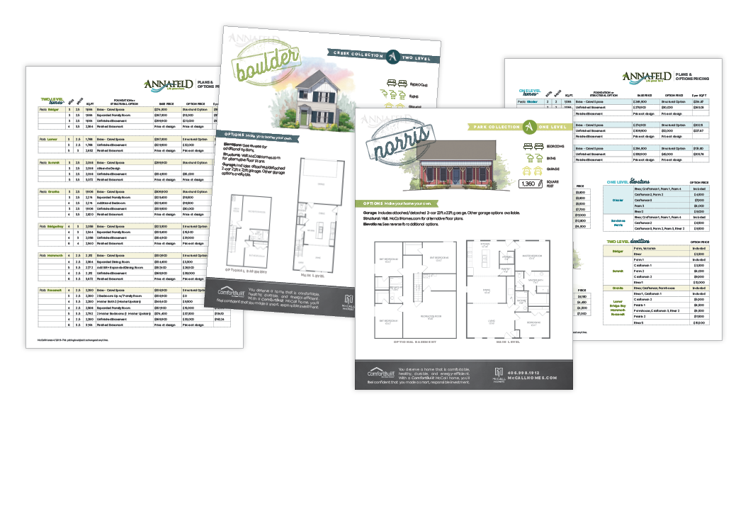 house plan specs + price sheets