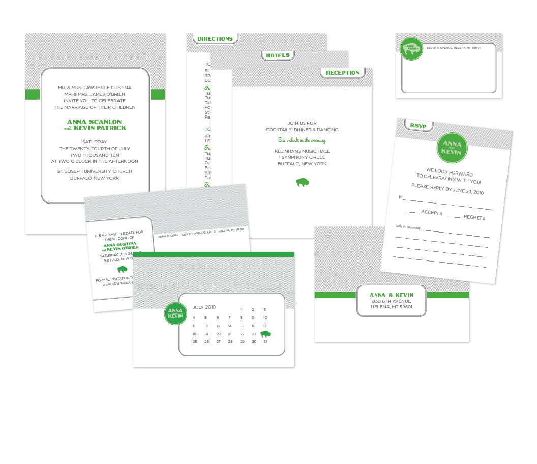 wedding // invitation + event info cards + reply card + save-the-date card + mailing label