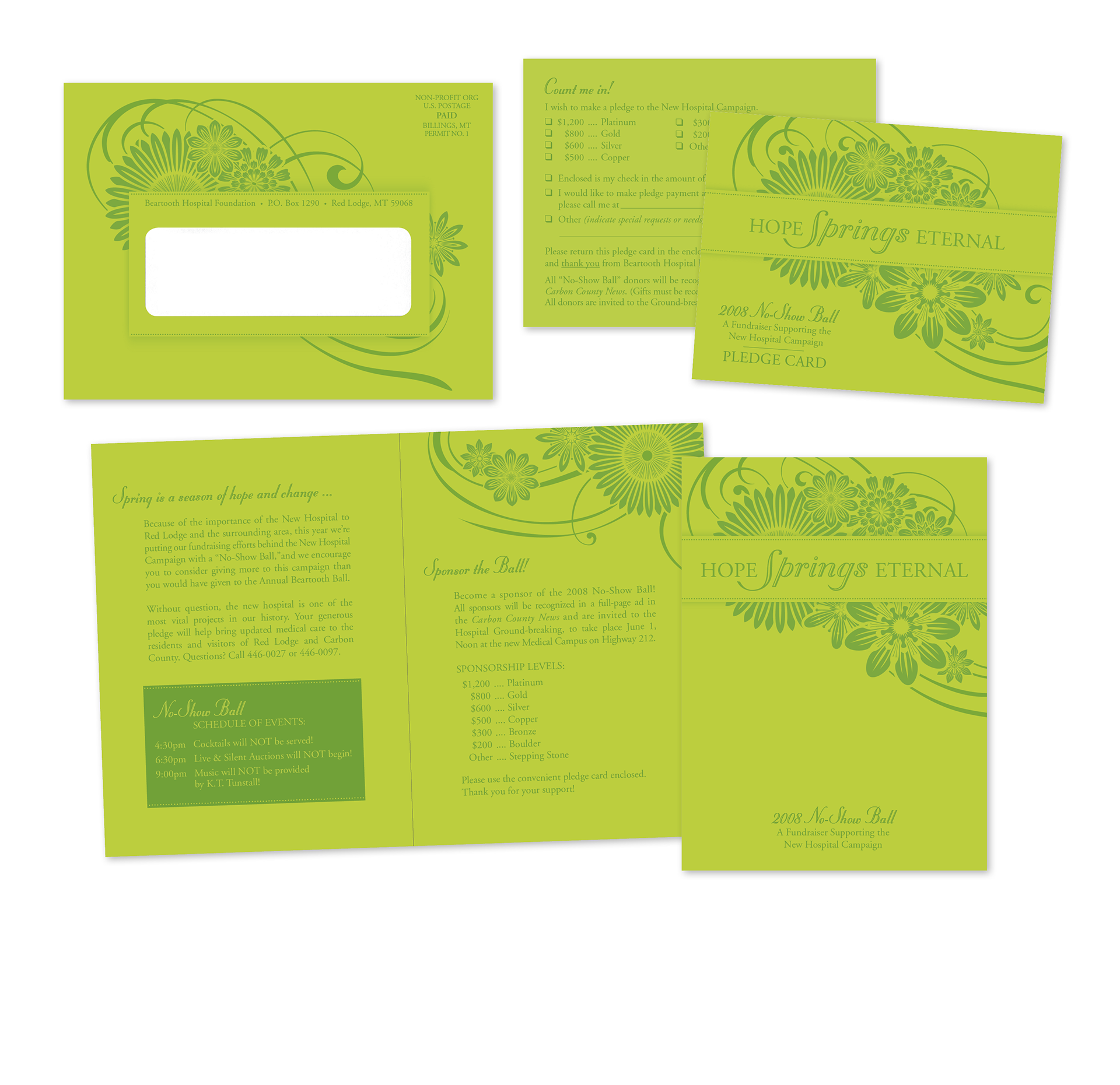 no-show fundraiser // invitation + pledge card