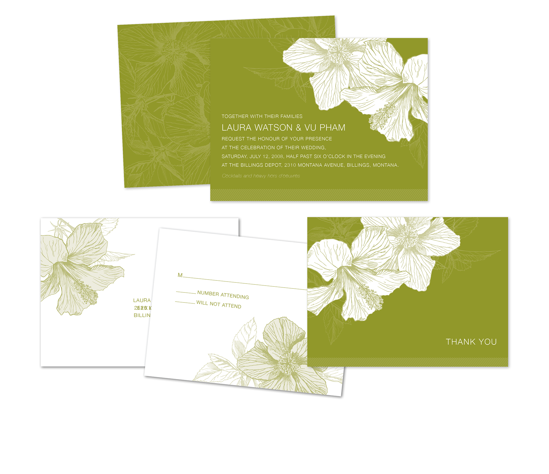 wedding // invitation + reply card + thank-you note