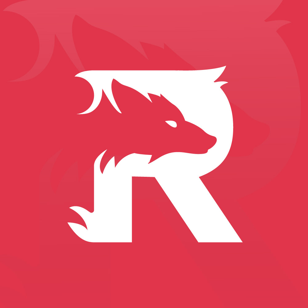 Logotipo blanco sobre rojo