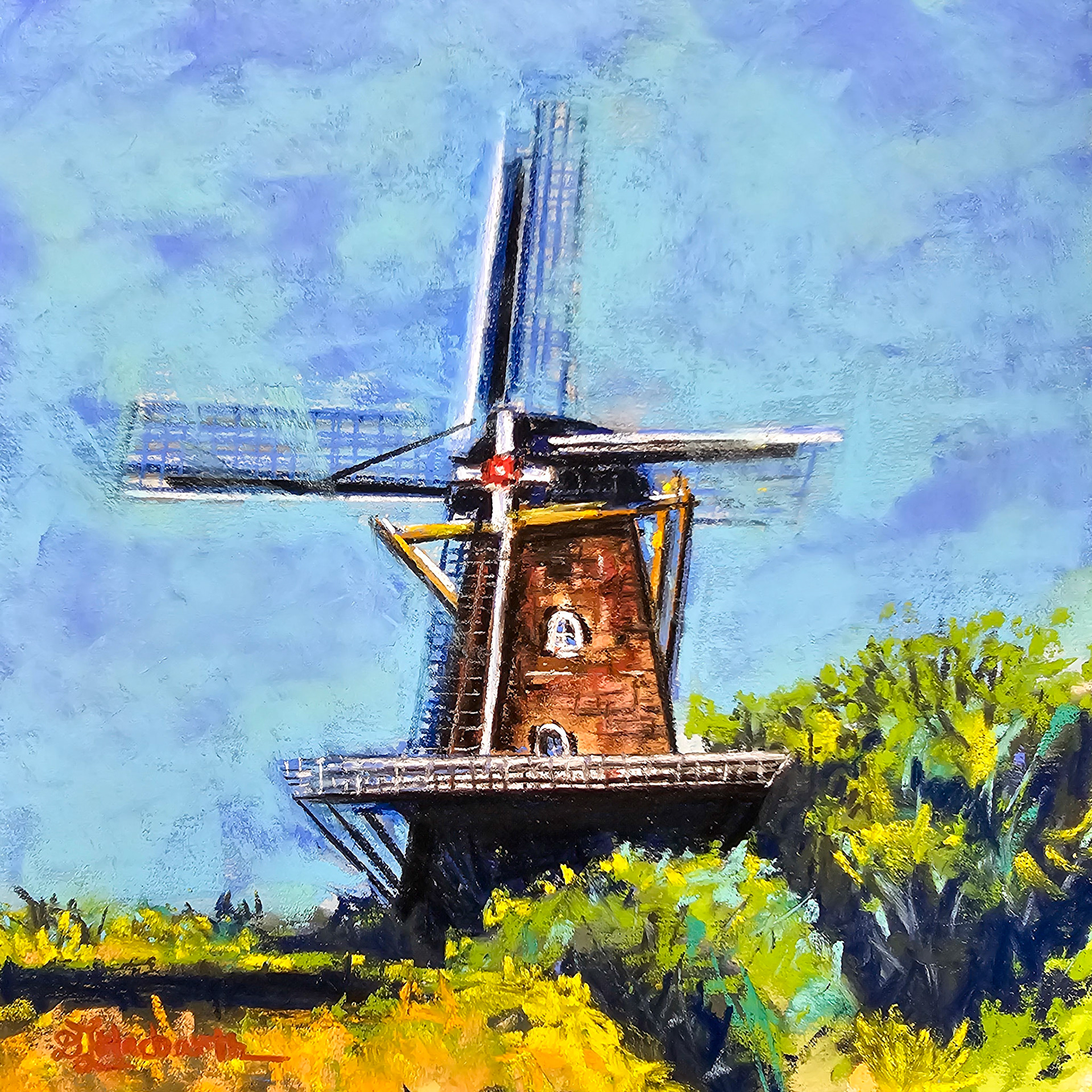 Windmill 10 x 10 Iart 400.2it local wash underpainting