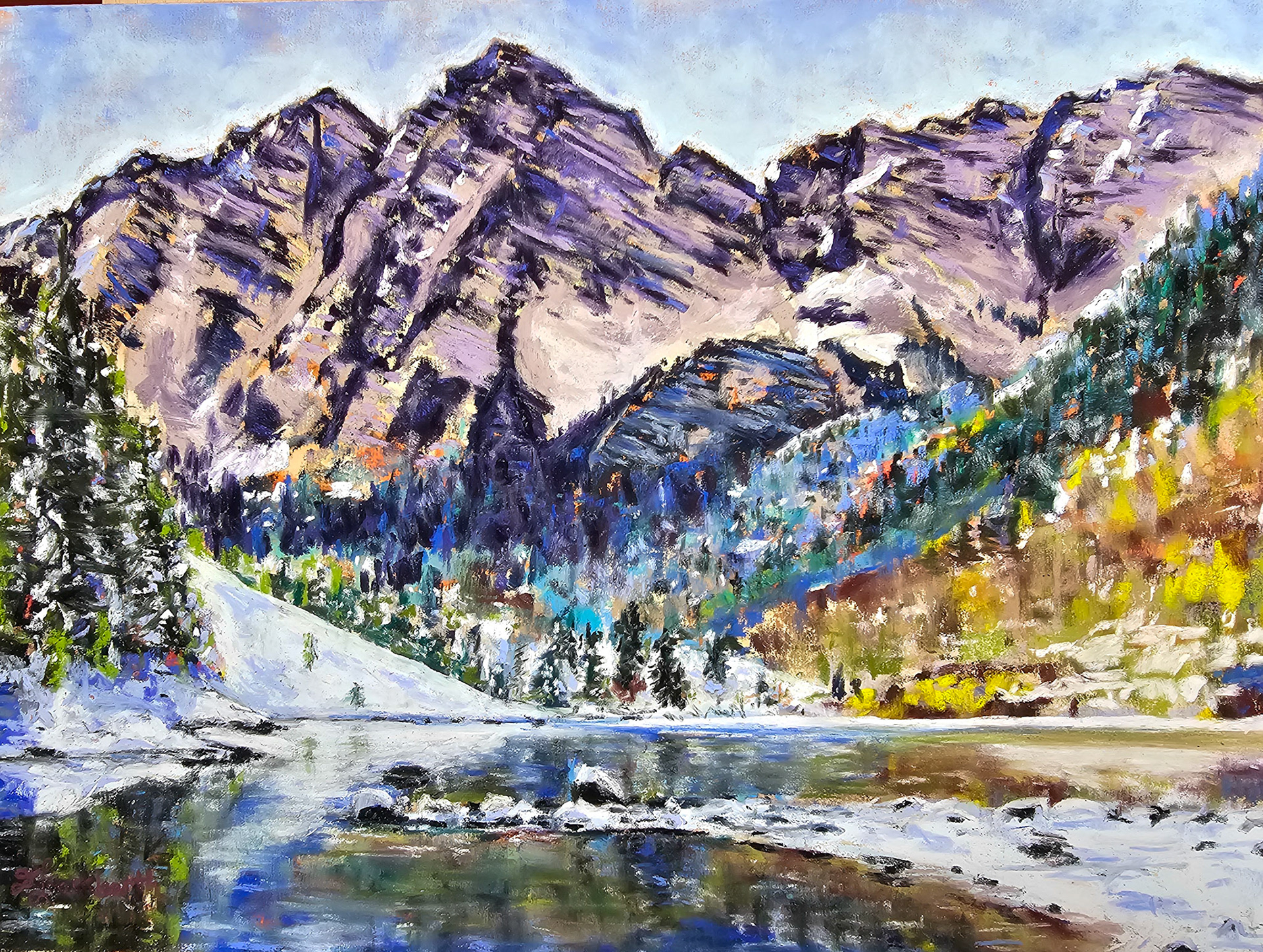 Maroon Belles Snow9 x 12 Uart Maize with Complimentary underpainting