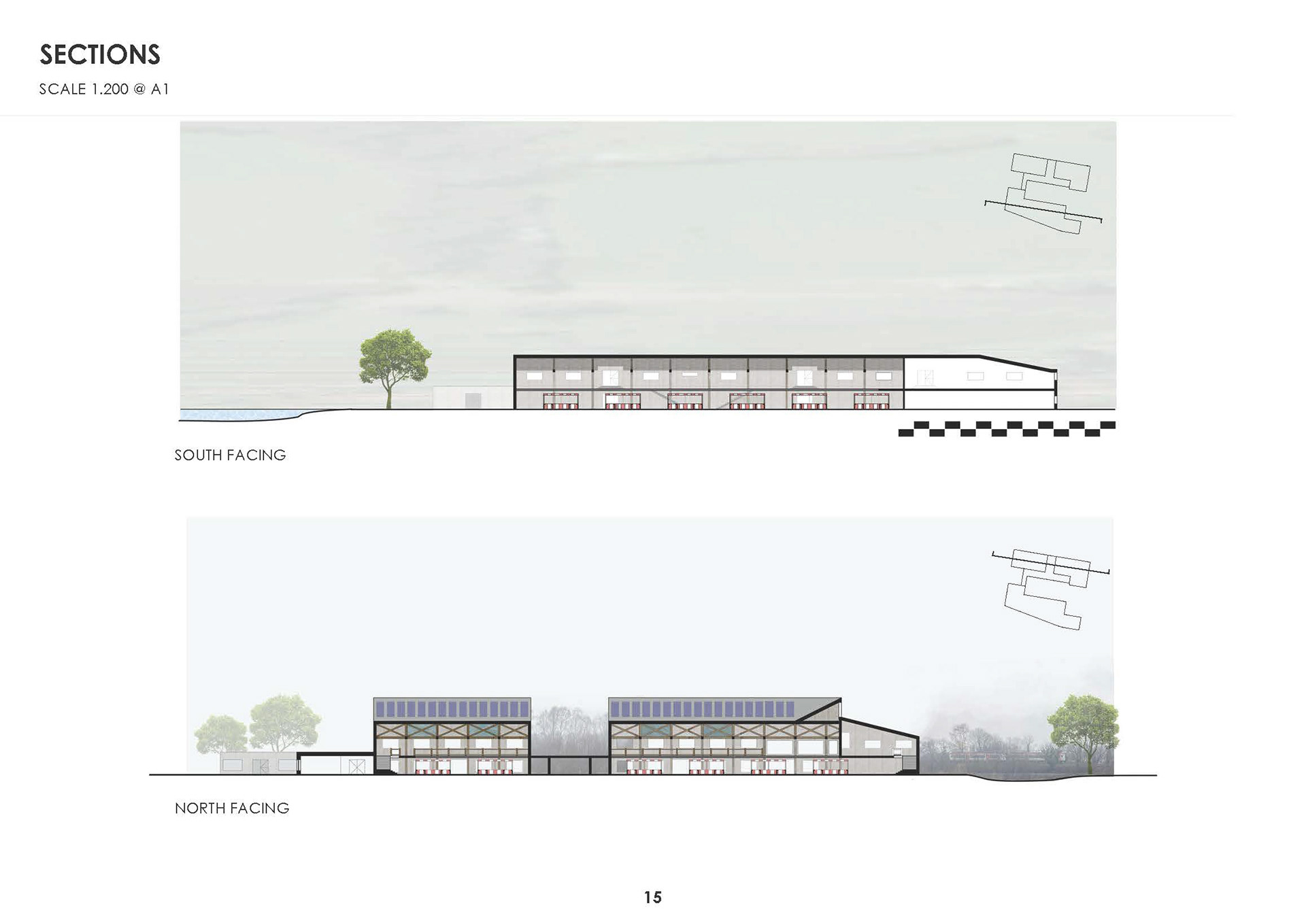 Long Sections highlighting market spaces