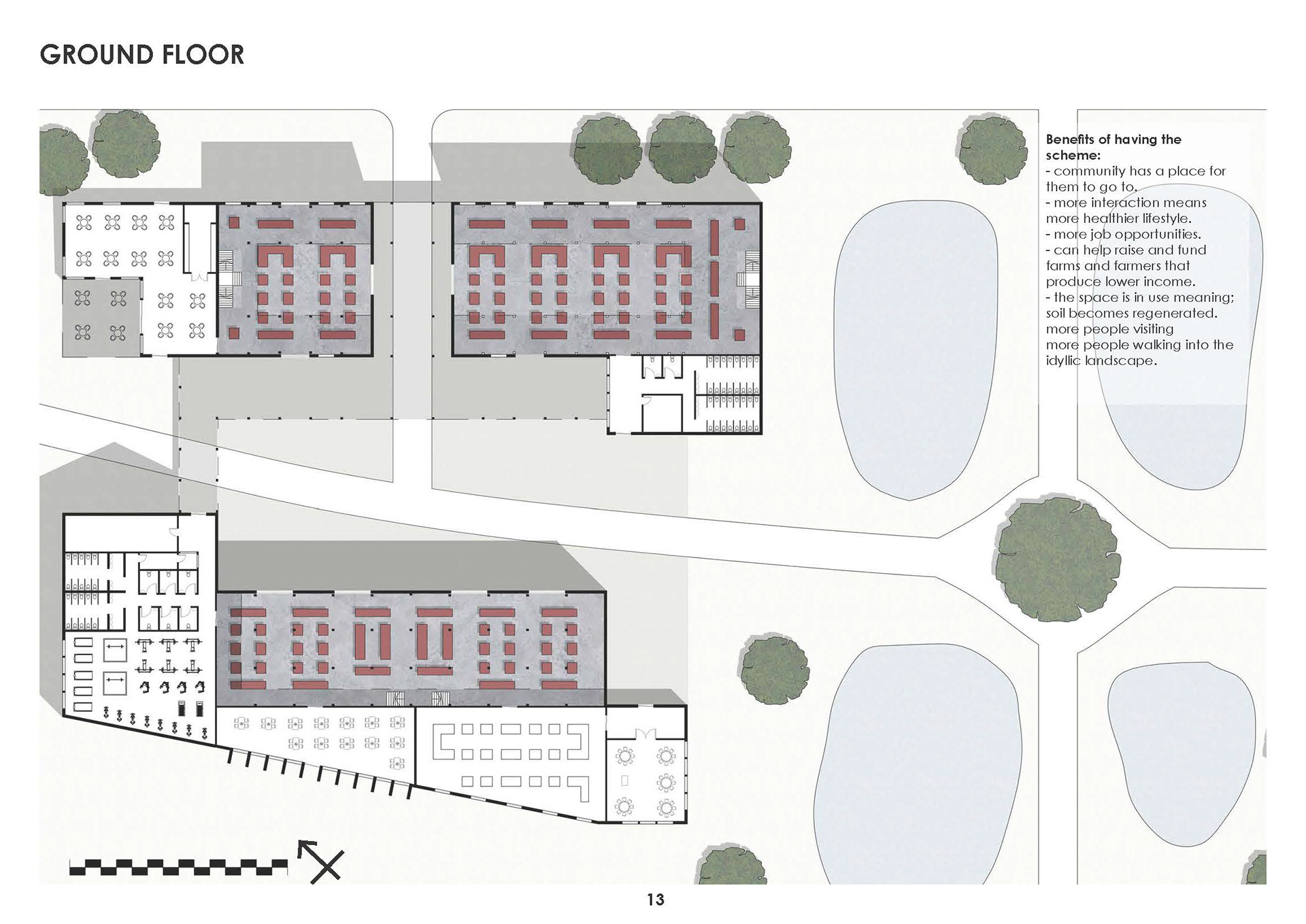 Ground Floor Plan highlighting layout of market spaces