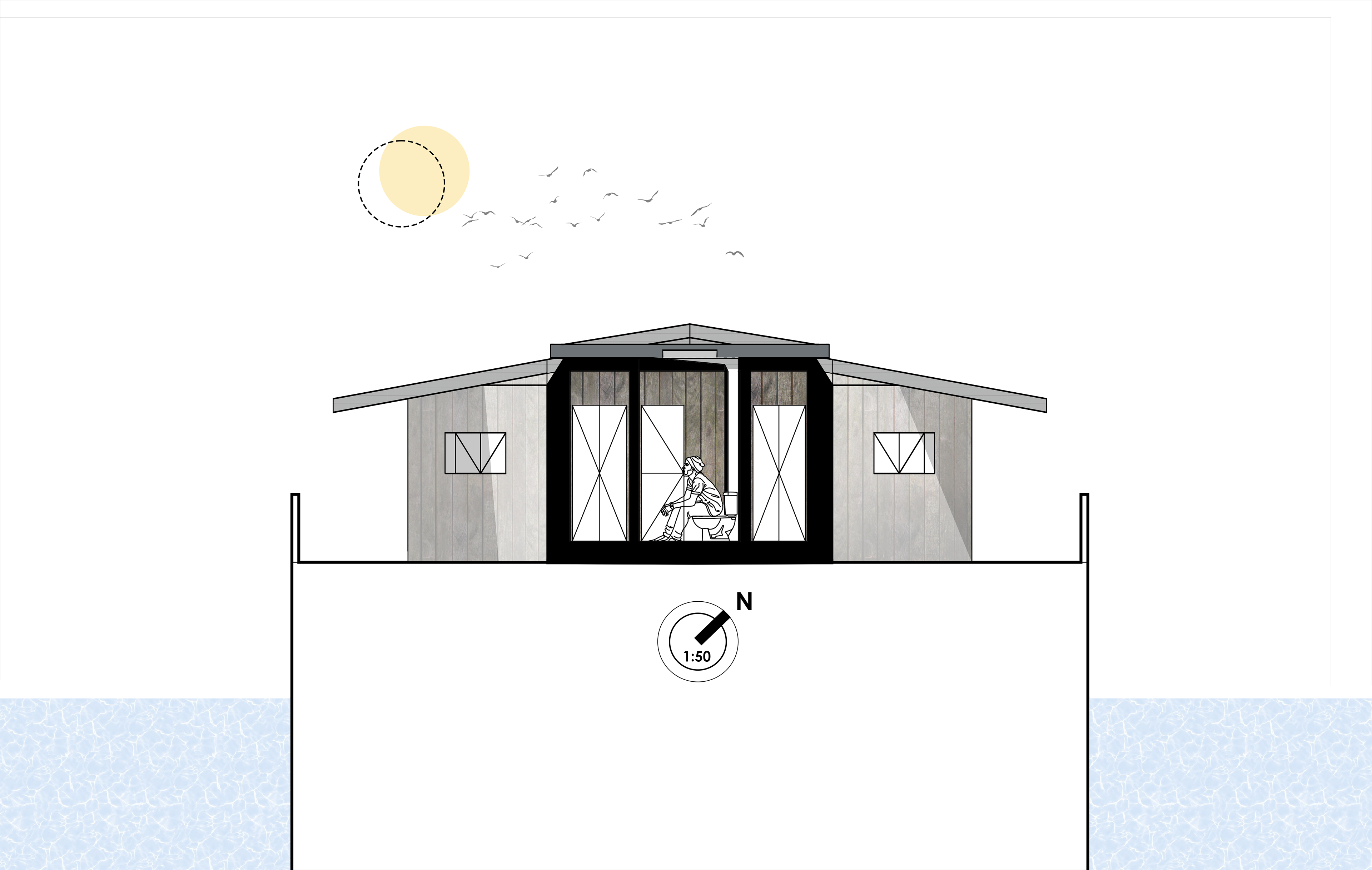 Sectional Elevation of Toilet/storage
