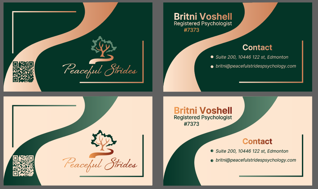 business card, light mode and dark mode
