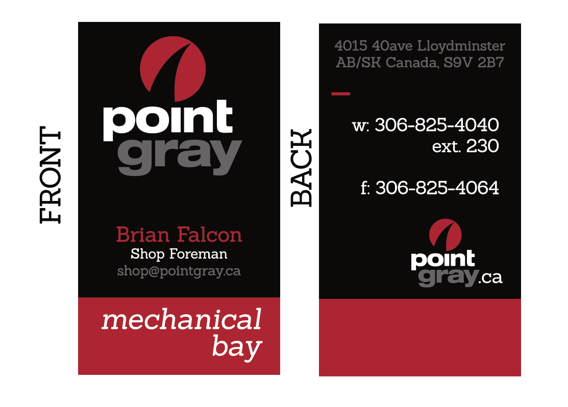 business card for Point Gray