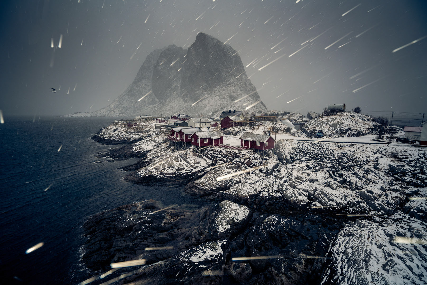 Snowing at Hamnoy Village, Lofted Norway