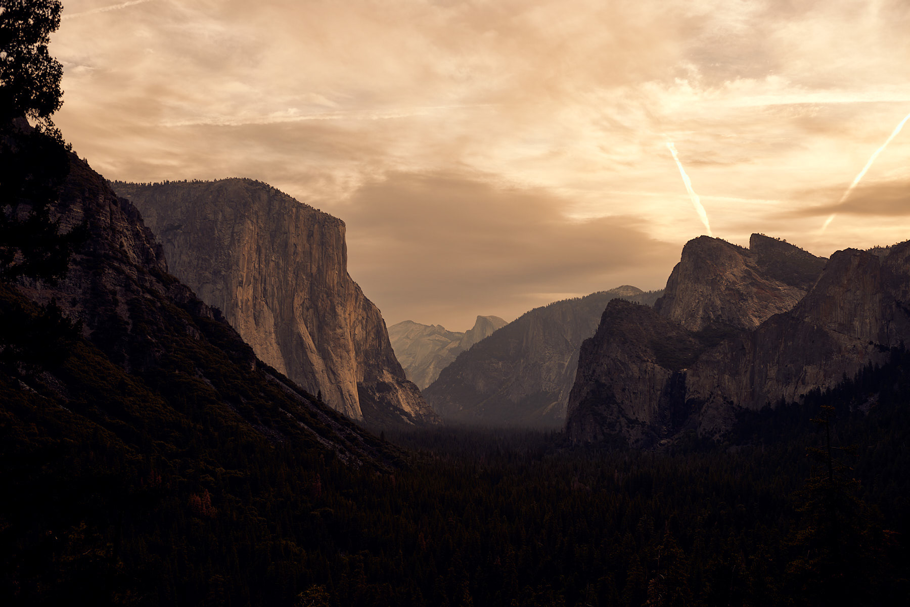 Yosemite landscape during golden hour in California