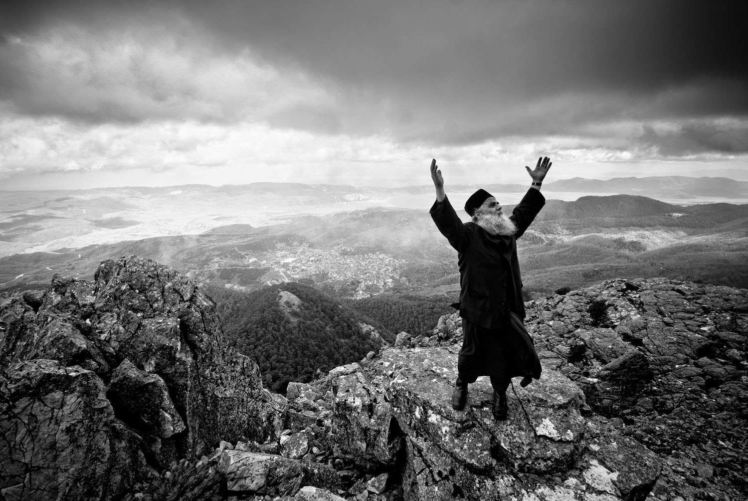 Orthodox "Papa Christos" blessing Agiassos village, Lesvos