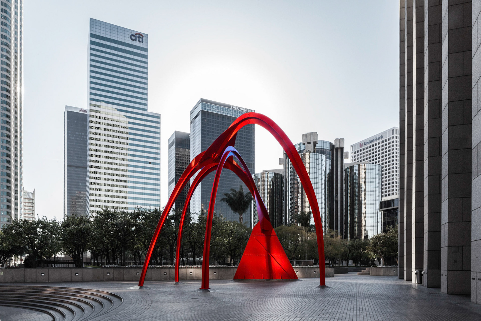 Four Arches at Bank of America Plaza, 333 S. Hope Street, Los Angeles, CA.  Photo by Ming Lo.