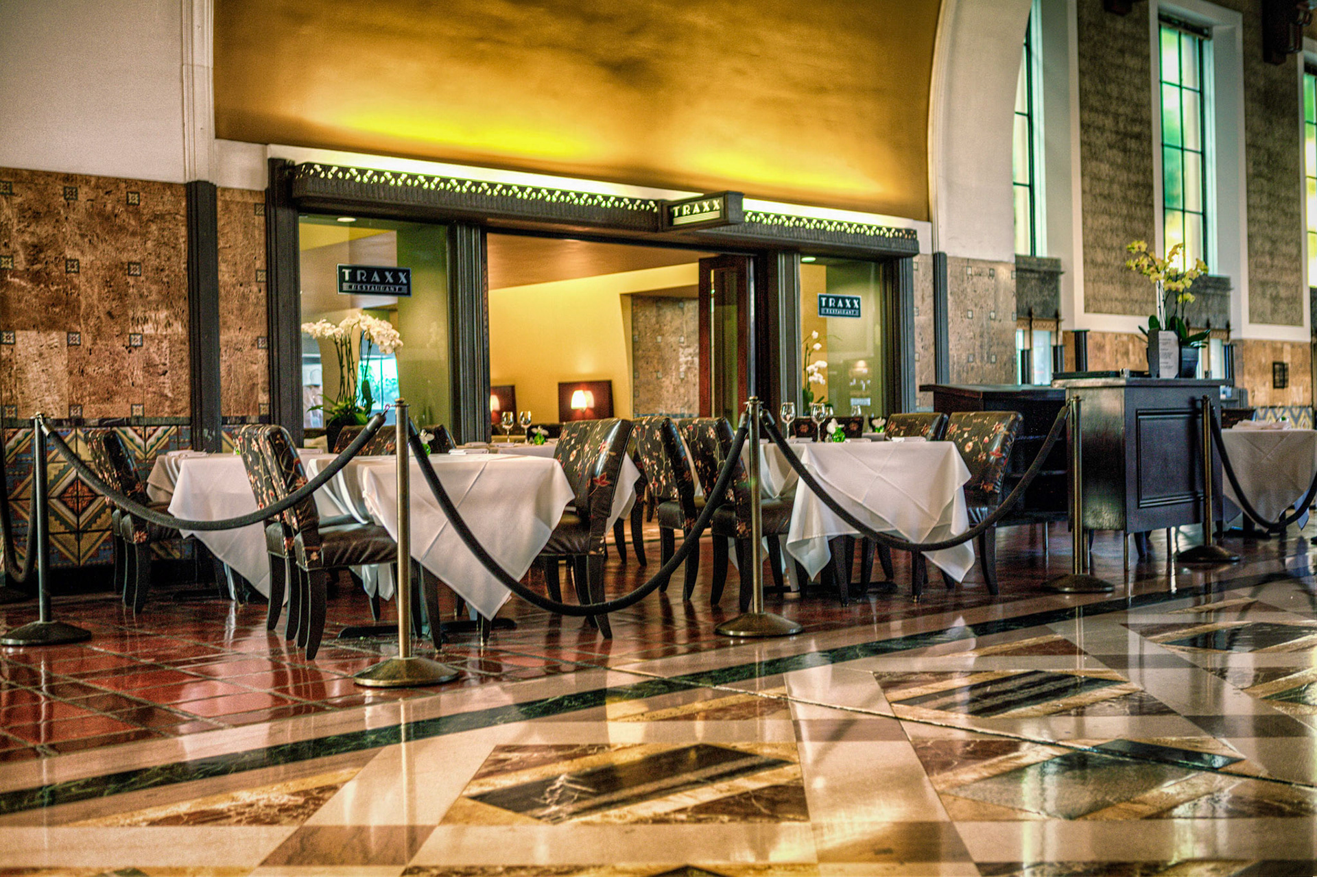 Traxx Restaurant, Union Station, Los Angeles, California.  HDR with slight cross processing effect.  Photo by Ming Lo
