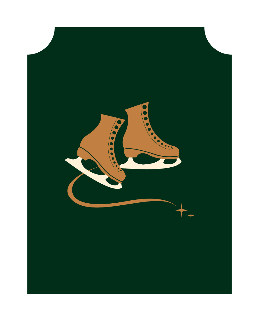 Custom ice skate illustration developed as part of the event visual identity.