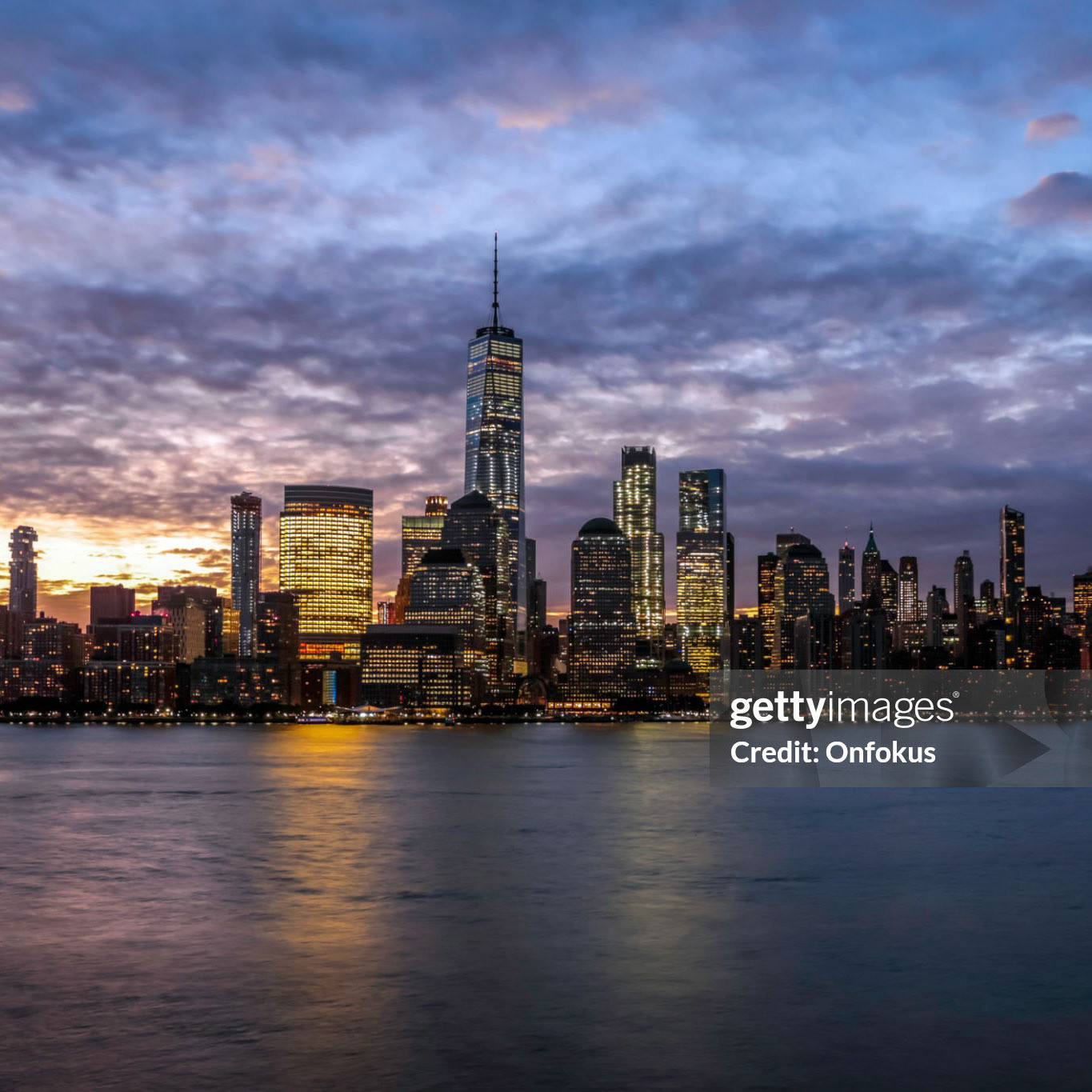 Panoramic picture of New York City, Lower Manhattan at Sunrise