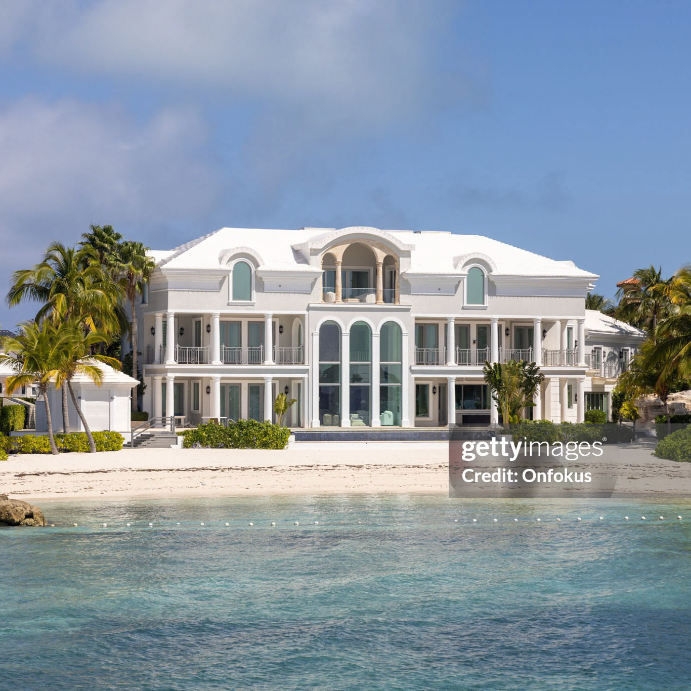Nassau, Bahamas - March 1, 2026: Luxurious waterfront property located along Nassau Harbour in Atlantic Ocean