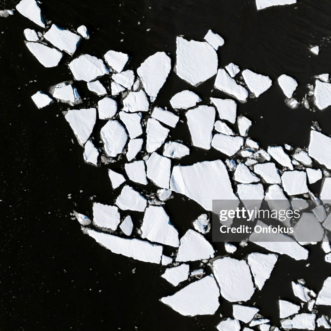 Aerial View Of Ice Melting On St. Lawrence River, Quebec City, Canada at Springtime