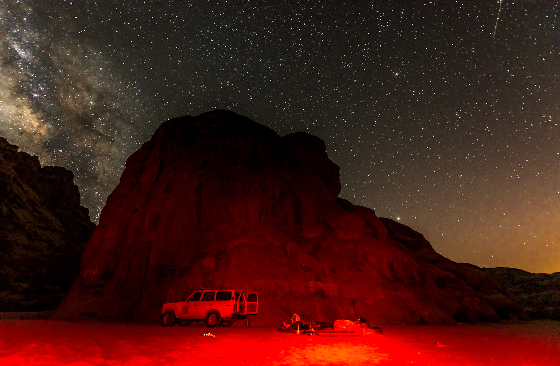 Wild Camping, Wadi Rum known also as the Valley of the Moon