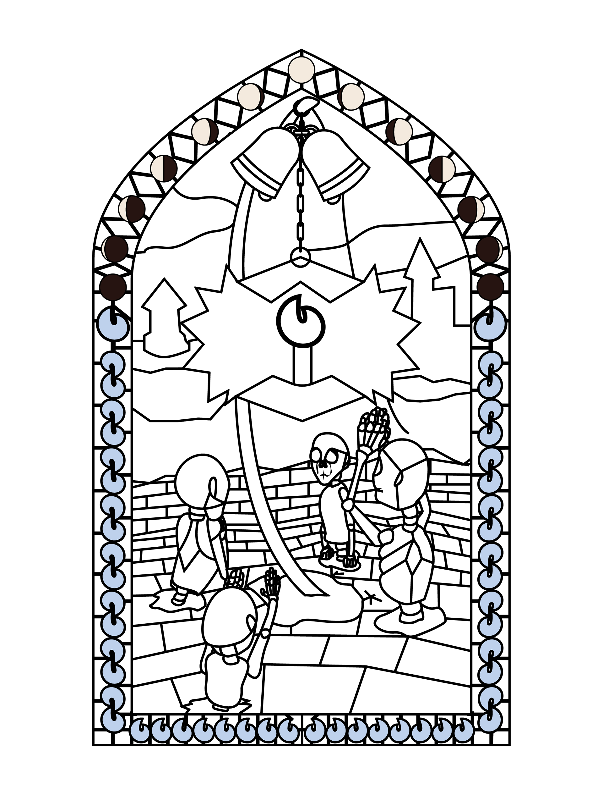 An early linework drawing of Messengers